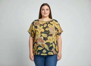 bluzki z aplikacja: Women's blouse, size 4XL
