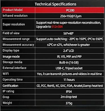 тепловизионный: Инфракрасный температурный сканер GUIDE PC200. Тепловизор — 8
