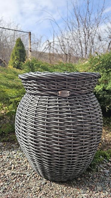 Горшки для растений: Кашпо из искусственного ротанга. Ручная работа. Эксклюзив. Объем 10л — 4