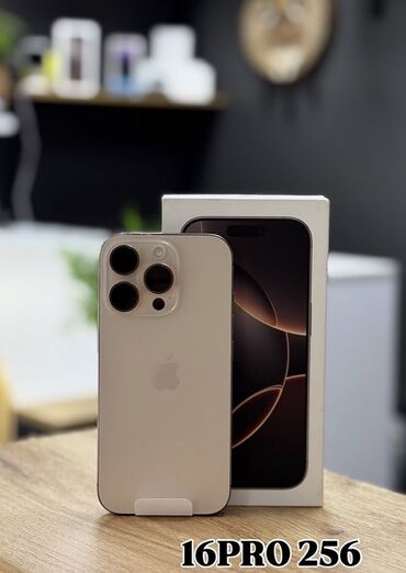 каракол телефон айфон: IPhone 16 Pro, Колдонулган, 256 ГБ, Natural Titanium, Куту, 100 %