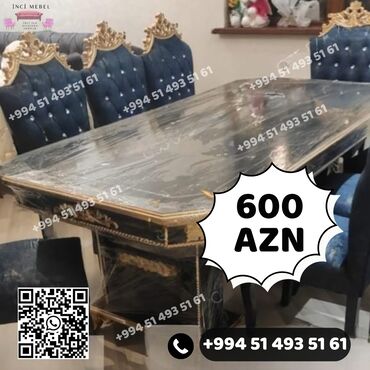 Masa və oturacaq dəstləri: Qonaq otağı üçün, Yeni, Açılmayan, Dördbucaq masa, 6 stul — 10