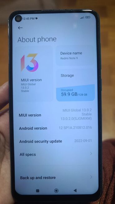 tesdir: Redmi Note 9, 128 GB, Barmaq izi