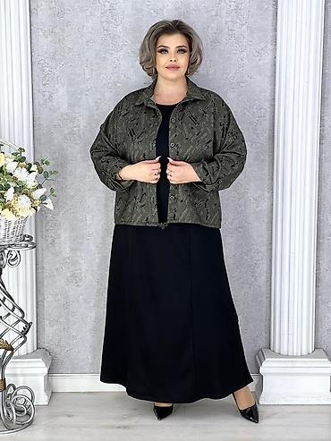 рубашкалар: Повседневное платье, Длинная модель, Трикотаж, Прямое, 3XL, XL, 5XL — 3