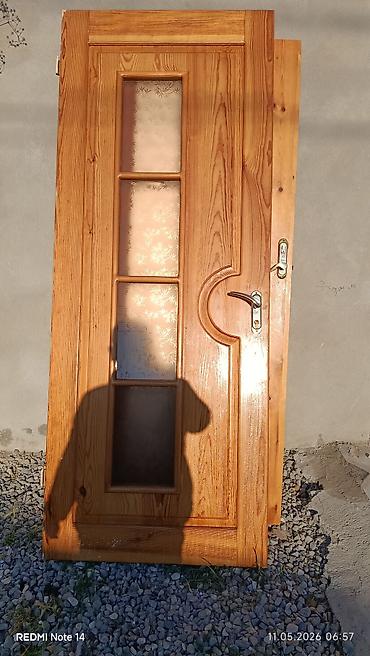 asma unitazlar: Taxta otaq qapısı – şüşəli model - Material: təbii ağac (taxta) — 1