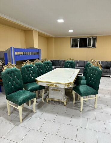 Masa və oturacaq dəstləri: Qonaq otağı üçün, Yeni, Açılmayan, Dördbucaq masa, 6 stul — 3