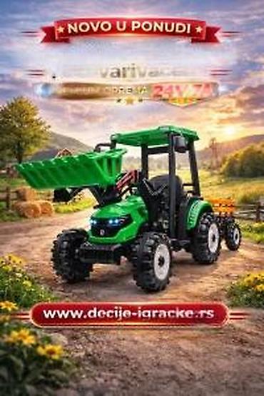 Traktori: Dečiji električni traktor sa prikolicom i utovarivačem – Premium — 10