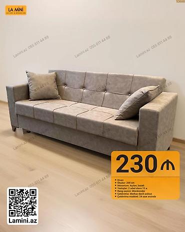 Divanlar: Divan - Ölçü: 200 sm - Mexanizm: açılan, bazalı - Yastıqlar: 2 ədəd — 1