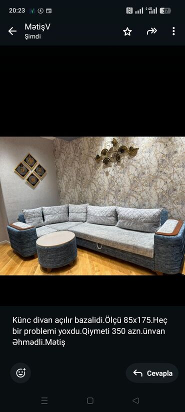 Kreslolar: Künc divan