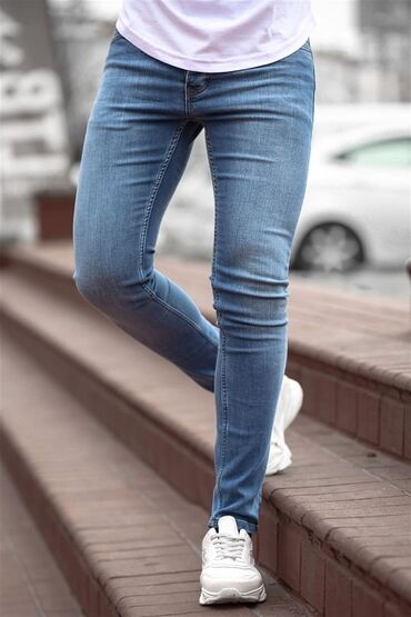 Şalvarlar: Kişi Slim Fit Cins Şalvar (Türkiyə istehsalı, ölçü 38, endirimli