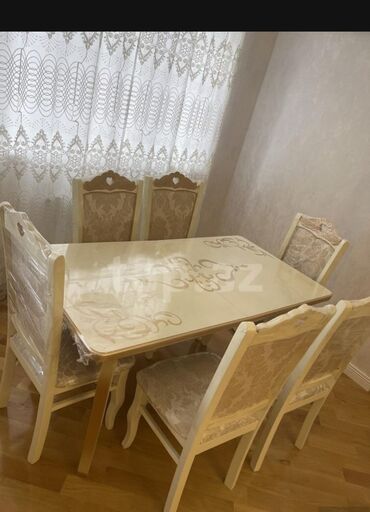 stol uzlukleri: Для гостиной, Б/у, Прямоугольный стол, 6 стульев