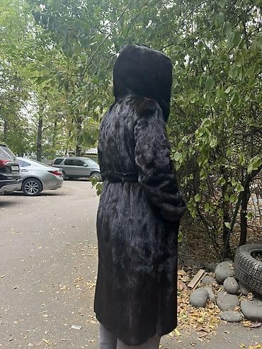 Женская одежда: Шуба, Норка, По колено, С капюшоном, M, L — 4