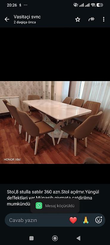 Stol,8 stulla satılır 360 azn.Stol açılmır.Yüngül deffektləri lalafo.az -da Stol,8 stulla satılır 360 azn.Stol açılmır.Yüngül deffektləri