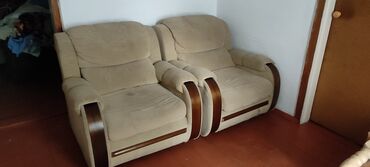 ротанговый мебель: Прямой диван, цвет - Бежевый, Б/у