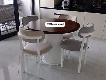 masa dəsti: Dəyirmi yemək dəsti – masa + 4 stul - Masa: dairəvi forma, qalın üst — 3