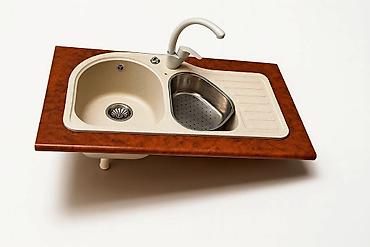 sink: Мойка раковина кухонная Alveus Futur 50 L крем + Коландер Alveus + — 1