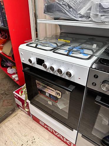 Газовая плита с духовкой, белая - Варочная поверхность на 4 конфорки at lalafo.kg Газовая плита с духовкой, белая - Варочная поверхность на 4 конфорки