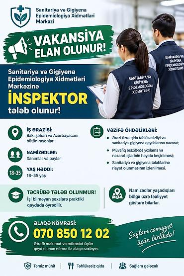 baki part time is: 📢 VAKANSİYA ELANI 🏢 Sanitariya və Gigiyena Epidemiologiya Xidmətləri — 1