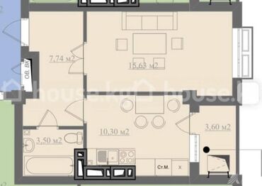 иссык куль недвижимость: 1 комната, 41 м², Элитка, 8 этаж, ПСО (под самоотделку)