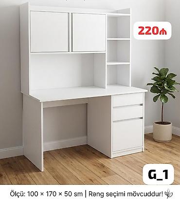 ofis əşyaları: Masaüstü rəfli iş masası – G_1 modeli - Ölçü: 100 × 170 × 50 sm - — 1
