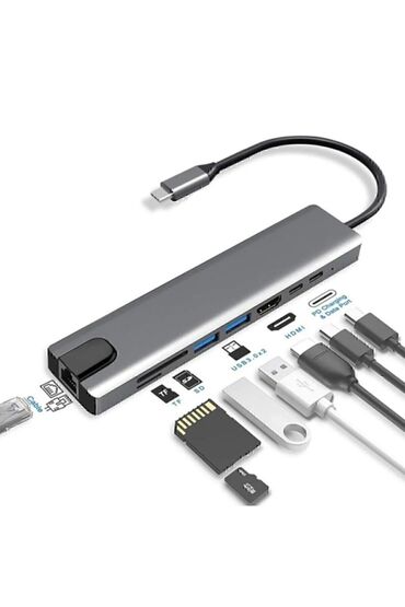 power guard: LUX Macbook Pro/Air üçün USB Type-C Hub – 8 Portlu Çevirici Qeyd!!!