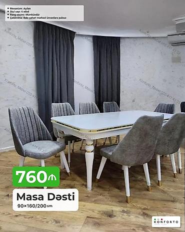 stul plastik: Masa Dəsti – 90×160/200 sm - Mexanizm: açılan (uzadılan masa) - Ölçü — 1