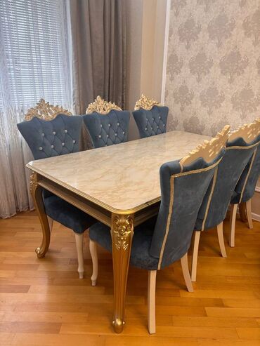 işlənmiş masa və oturacaqlar: Ideal veziyyetdedir 6 eded stul acilib yogilan stil