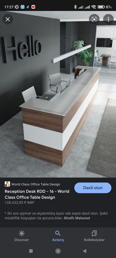 Ofis dəst mebeli: Parta tek neferlik 50/60 sm 28 azn Parta iki neferlik 100/50 sm — 23