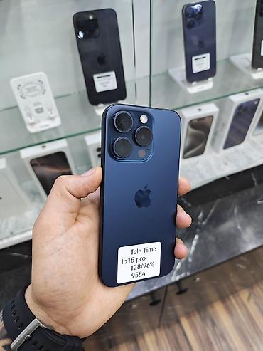 IPhone 15 Pro, 128 GB, Blue Titanium, Zəmanət, Simsiz şarj, Face ID
