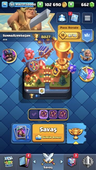 Digər oyun və konsollar: Clash Royale Salam.Hesabda 20+14lvl kart,58 emoji,6 tam evrimli birde