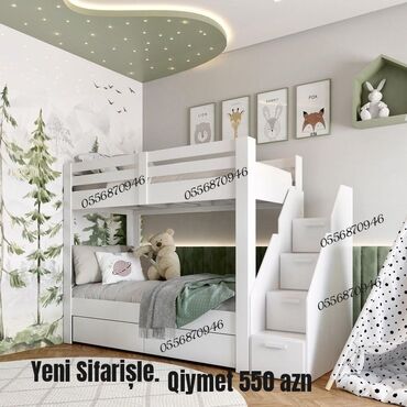 İkimərtəbəli uşaq çarpayıları: Oğlan və qız üçün, Yeni, Çarpayı, Matras ilə, Siyirməli, Laminat — 14