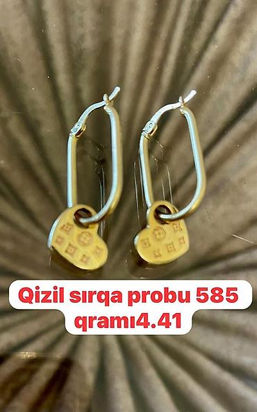 Zərgərlik əşyaları: Sırğa, Sarı qızıl, 585 Əyar, 4 g — 1