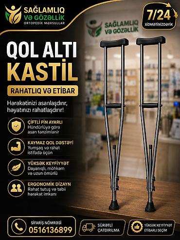 Yerimək üçün arabalar, çəliklər, əsalar, rollatorlar: Qol altı kastil – rahatlıq və etibar çatdirilma var ünvana [Qoltuqaltı — 1