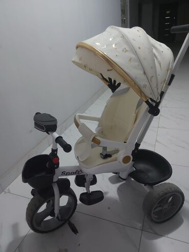 стульчик 2 в 1: Детский комплект: трехколесный велосипед с родительской ручкой +