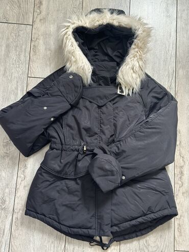женская куртка зимняя: Пуховик, Короткая модель, Китай, Стеганый, С поясом, С мехом