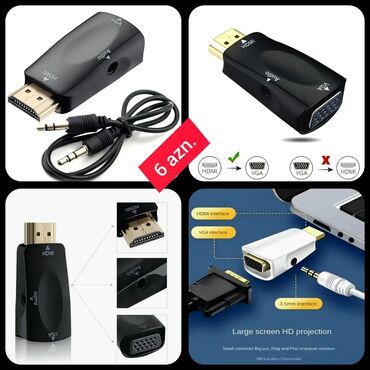 Audio və video kabellər: RCA-dan, AV-dən HDD-yə, HDMİ-yə, HDTV-yə ÇEVİRİCİ ( konvertor ) — 24