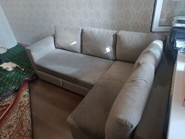 угловой мебель: Угловой диван, цвет - Бежевый, Б/у