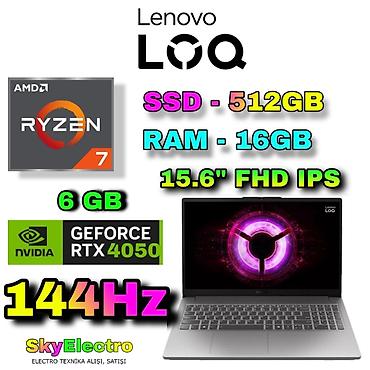 Yeni Lenovo LOQ, 15.6 ", AMD Ryzen 7, 512 GB, Ünvandan götürmə, Pulsuz çatdırılma, Ödənişli çatdırılma