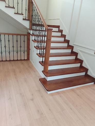 Обшивка лестниц: Лестница заказ алабыз Кара жыгач сосна шпон фонерадан — 30