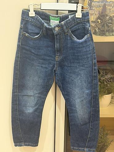 mekteb salvari: Uşaq cins şalvarı - Rəng: tünd-mavi denim, təbii açıq yuma effektləri — 1