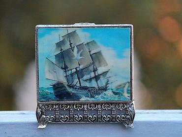 Kutije za odlaganje: Art Deco posrebrena kutija za nakit ili sitnice 11 x 8,5 cm. Stara — 3