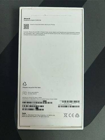 Apple iPhone: IPhone 15, Б/у, 128 ГБ, Черный, Кабель, Коробка, 99 % — 9