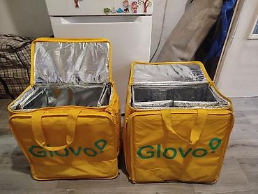 Сумки: Термосумки-рюкзаки курьера Glovo (желтые, фирменный логотип). - — 2