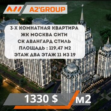 долгосрочная аренда квартир аламедин 1: 3 комнаты, 119 м², Элитка, 11 этаж, ПСО (под самоотделку)