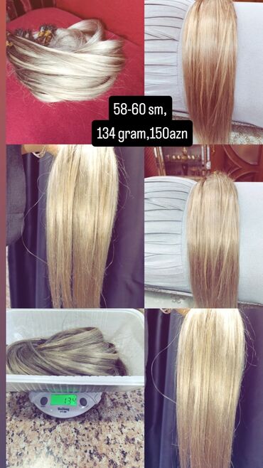 Təbii saçlar, pariklər: Sac tebii ushag sacidir,teze sacdir,uzunlugu 58 -60a yaxindir,cekisi — 1