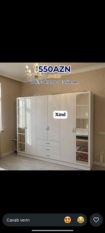 balaca skaflar: Yeni, 5 qapı, Güzgülü, Ağ, Taxta, Açılan, Düz dolab — 1
