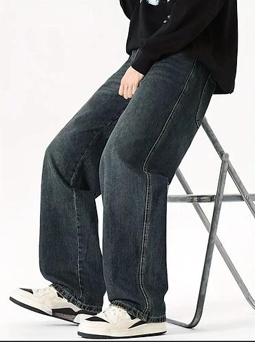 bos cins salvar modelleri instagram: Geniş kəsimli kişi cins şalvarı - Model: Loose/Baggy fit, aşağıdan — 2