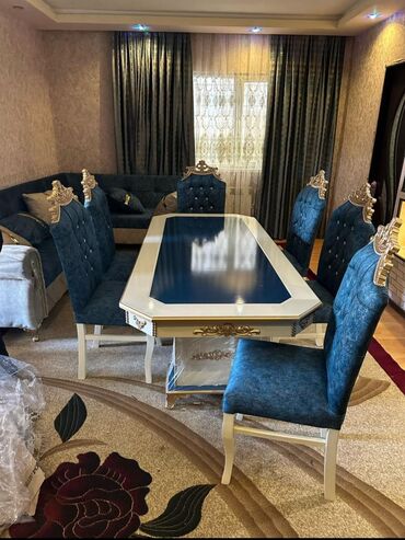 столы в стиле прованс: Для гостиной, Новый, Нераскладной, Прямоугольный стол, 6 стульев at lalafo.az столы в стиле прованс: Для гостиной, Новый, Нераскладной, Прямоугольный стол, 6 стульев