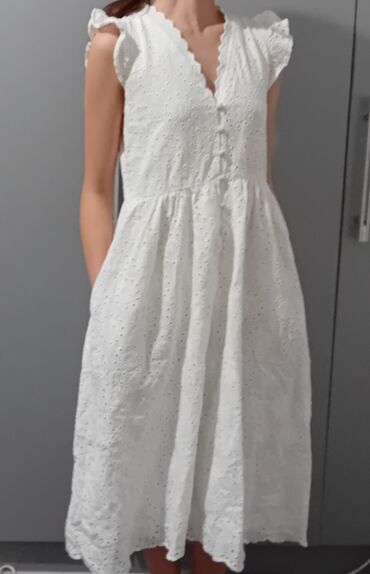 белое платья: Повседневное платье, Лето, Оверсайз, XL (EU 42)