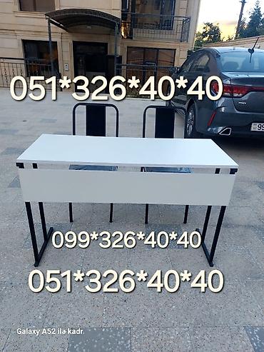 Uşaq masaları: Oğlan və qız üçün, Yeni, Siyirməsiz, Yazı masası, Stullar ilə — 2