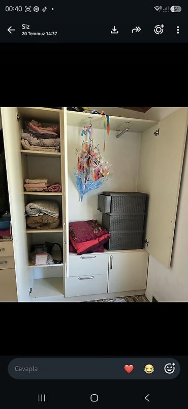 yataq skafi: İşlənmiş, 3 qapılı, Siyirməli, Ağ, Açılan, Düz dolab — 2